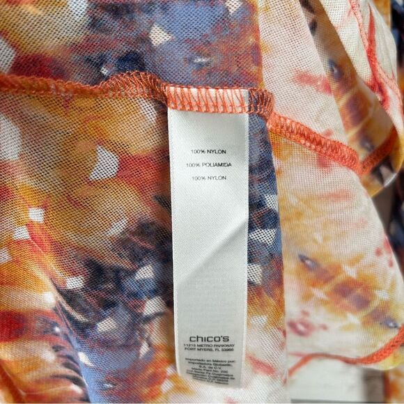 Chico’s Sunset Popover Coverup Semi Sheer Tunic A-line Top 3 XL 16-18 - Picture 5 of 5